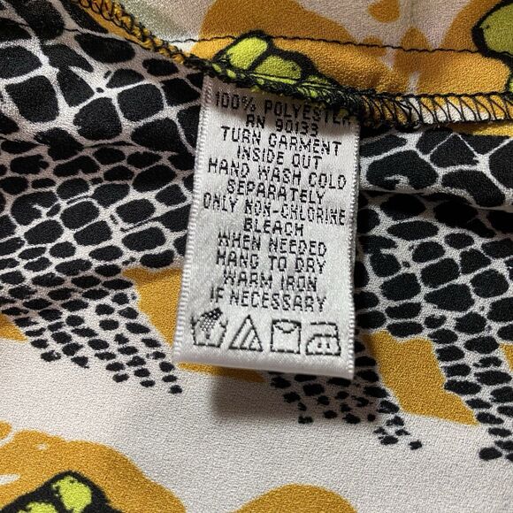 Vtg BOB MACKIE Wearable Art Open Front Blouse Sleeveless Bold 80s Womens L Green - Picture 7 of 8